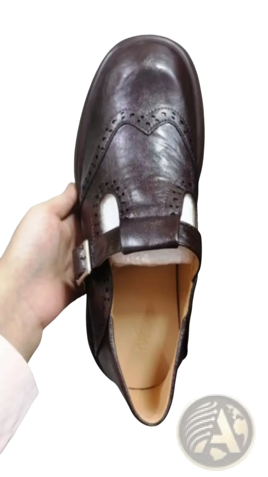 Leather Brogue Mary Jane Shoes for Women Brown Black