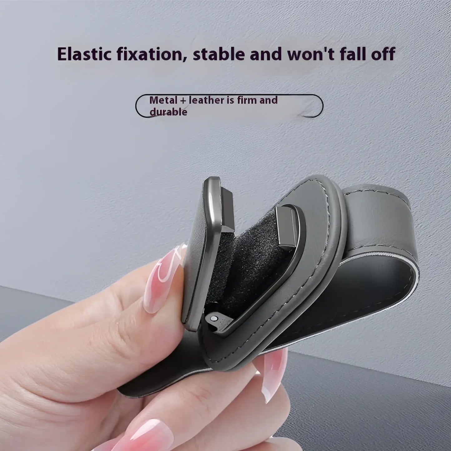 Leather Car Glasses Clip Holder Pu Leather Case
