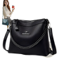 Leather Crossbody Handbag with Silver Chain Strap