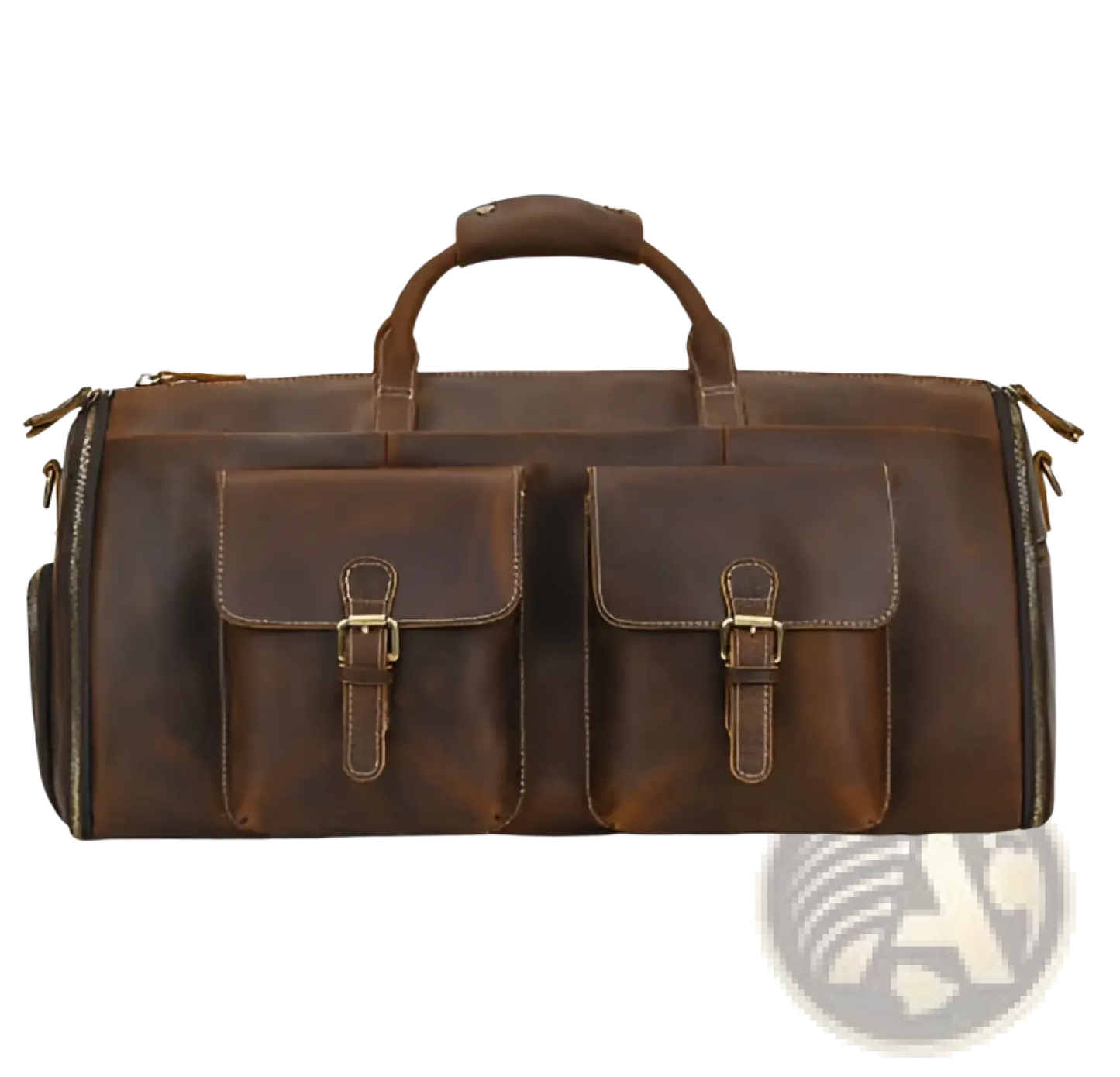 Leather Duffle Bag Vintage Large Folding Travel Bag