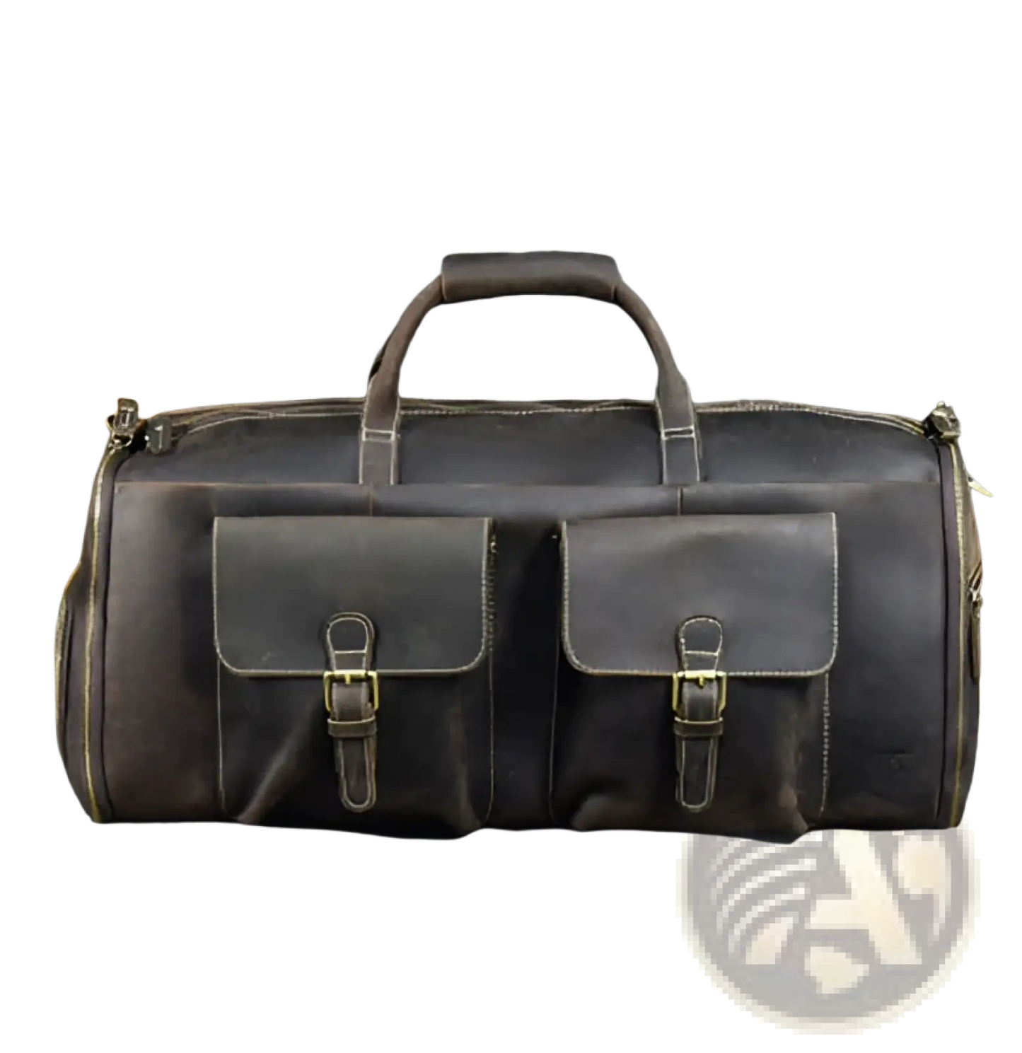 Leather Duffle Bag Vintage Large Folding Travel Bag