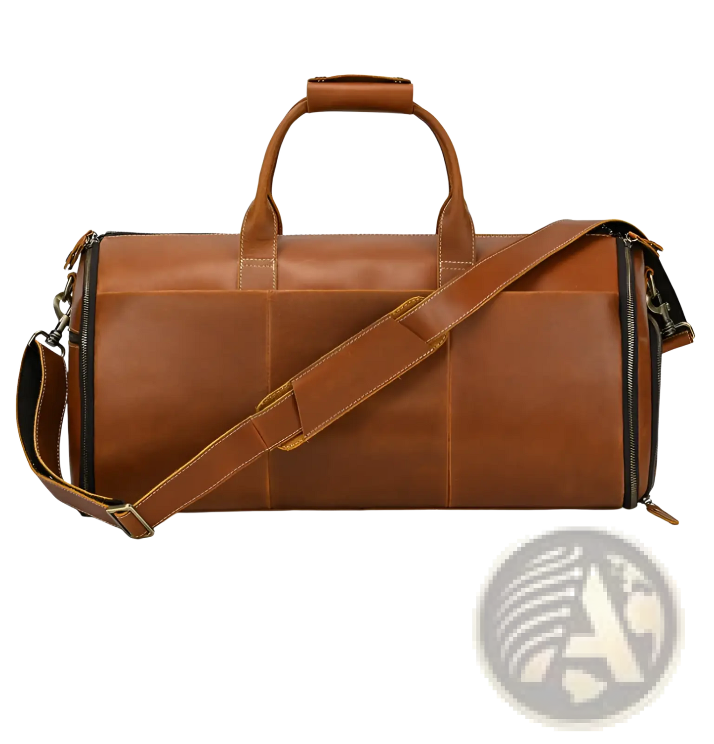 Leather Duffle Bag Vintage Large Folding Travel Bag