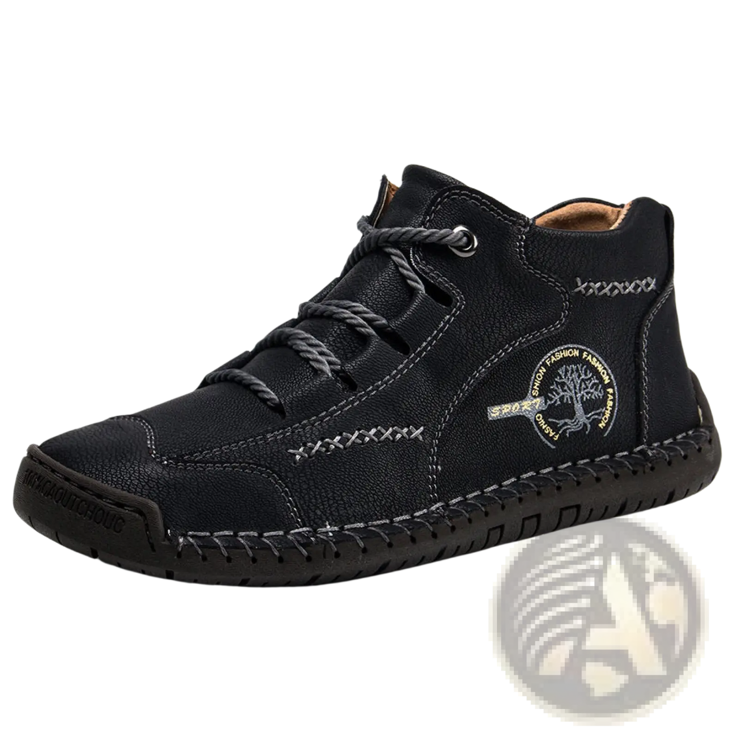 Leather High Top Sneakers Vintage Hand Stitched Shoes