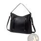 Leather Hobo Bag with Tassel and Front Zipper Pockets