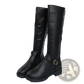 Leather Knee High Knight Boots with Buckle Strap