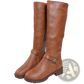 Leather Knee High Knight Boots with Buckle Strap
