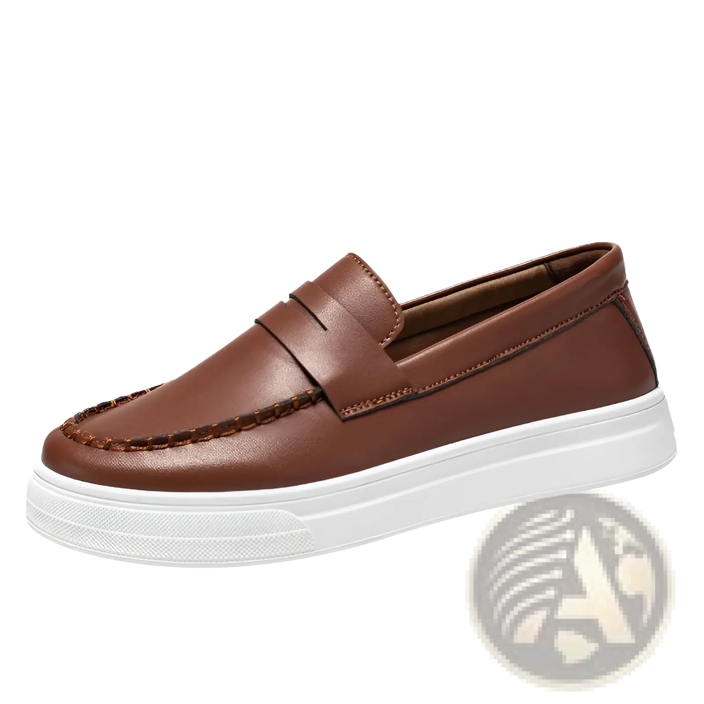 Leather Loafers with White Rubber Soles