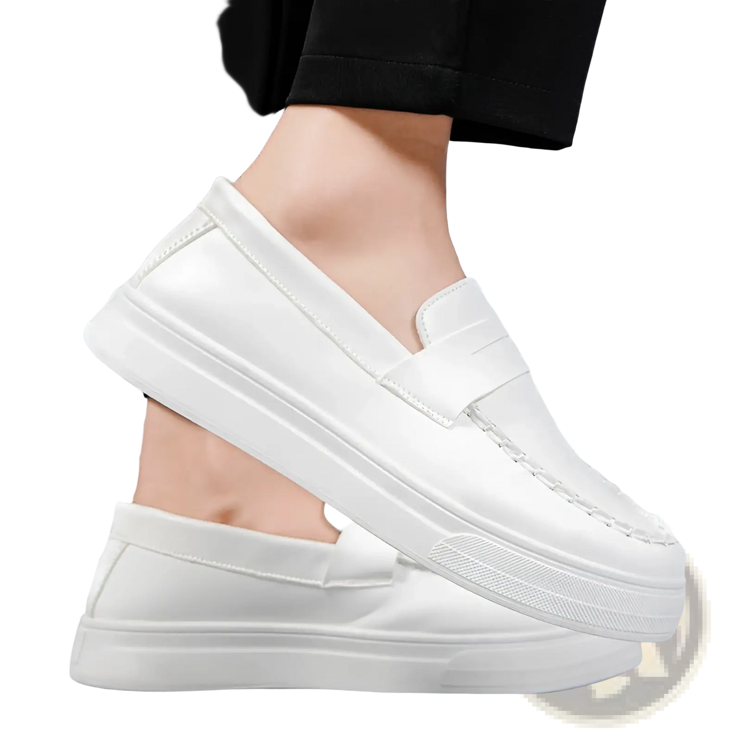 Leather Loafers with White Rubber Soles