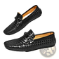Leather Loafers Woven Buckle Slip on Casual Shoes