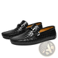 Leather Loafers Woven Buckle Slip on Casual Shoes