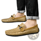 Leather Loafers Woven Buckle Slip on Casual Shoes