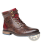 Leather Martin Boots with Red Panel and Brass Eyelets