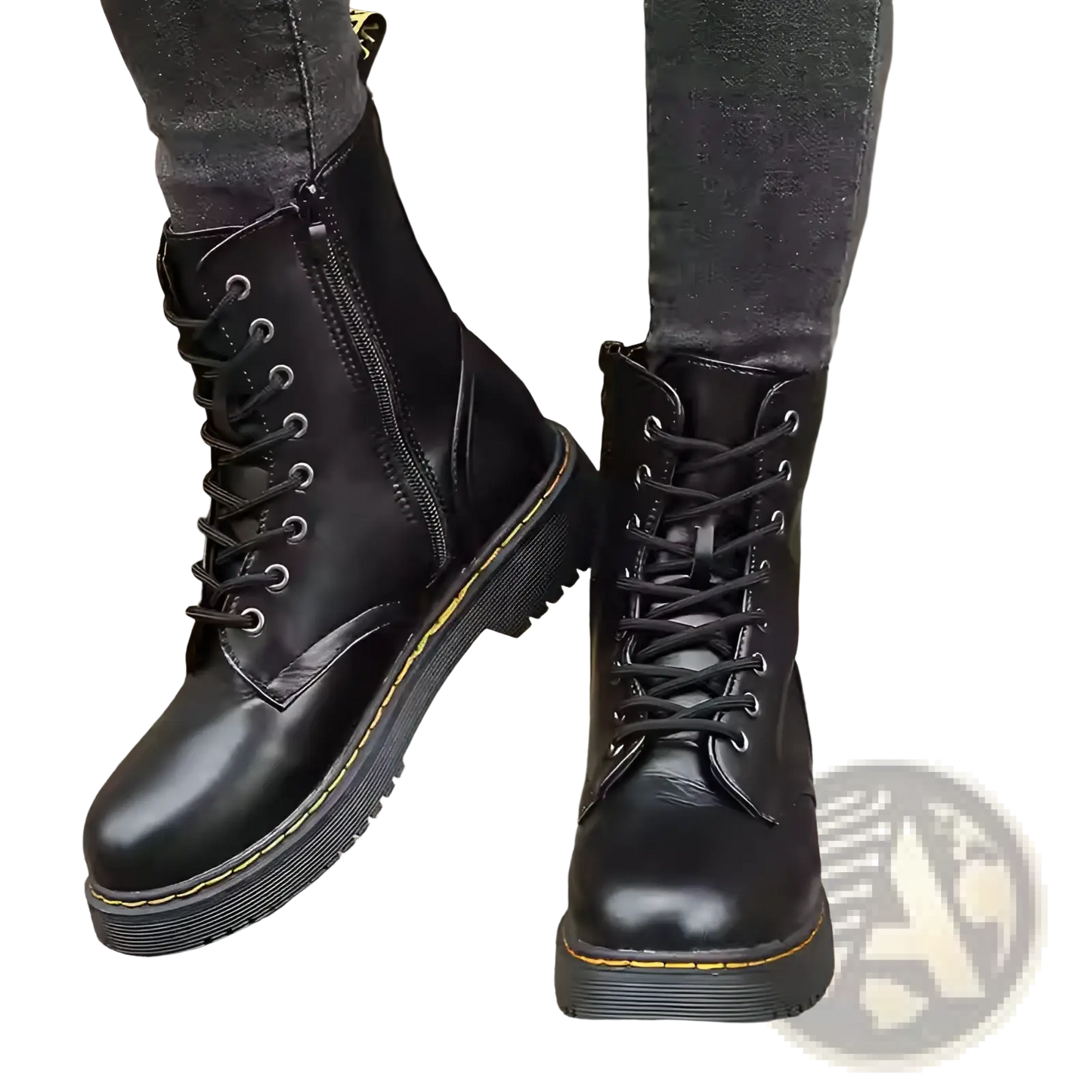 Leather Martin Boots Round Toe Flat Ankle Shoes