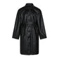 Unisex Faux Leather Mid Length Trench Coat