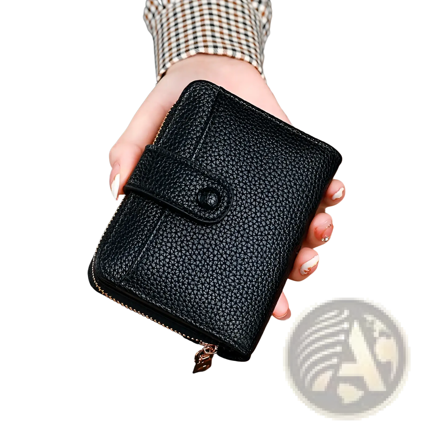 Leather Mini Organ Wallet with Button Closure