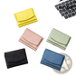 Leather Mini Wallet Compact Cowhide Bifold Card Holder