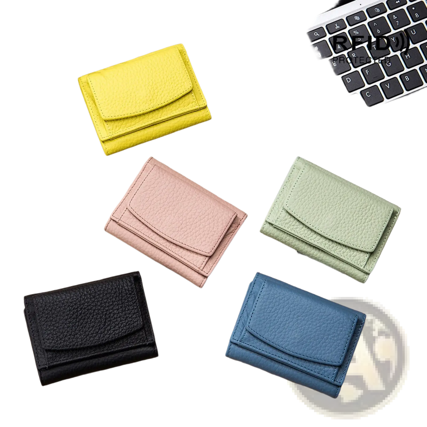 Leather Mini Wallet Compact Cowhide Bifold Card Holder