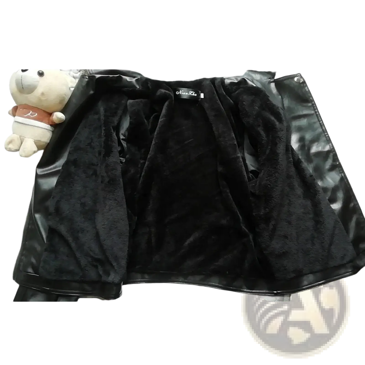 Leather Moto Jacket with High Collar and Puff Sleeves