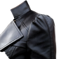 Leather Moto Jacket with High Collar and Puff Sleeves