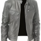 Leather Motorcycle Jacket Slim Fit Zipper Cardigan