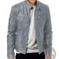 Leather Motorcycle Jacket Slim Fit Zipper Cardigan