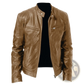 Leather Motorcycle Jacket Slim Fit Zipper Cardigan