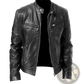 Leather Motorcycle Jacket Slim Fit Zipper Cardigan
