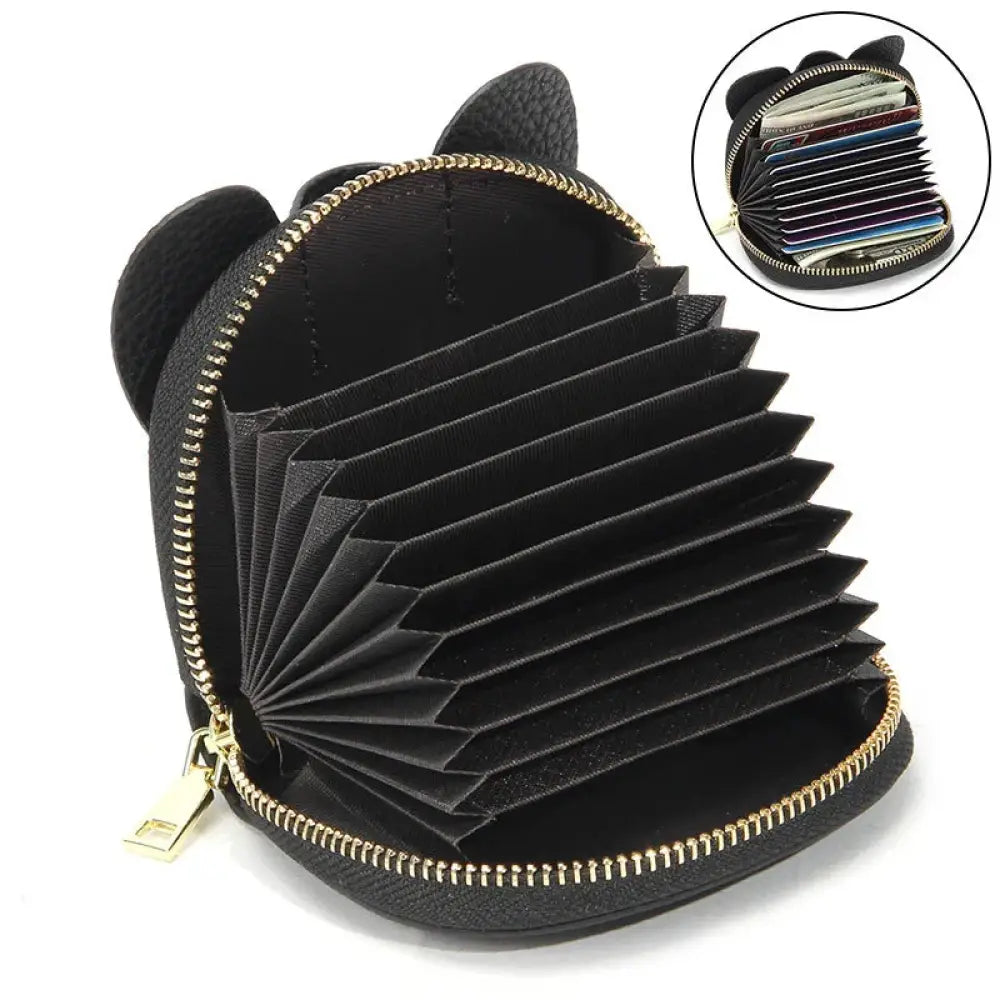 Elephant Leather Accordion Card Holder Wallet