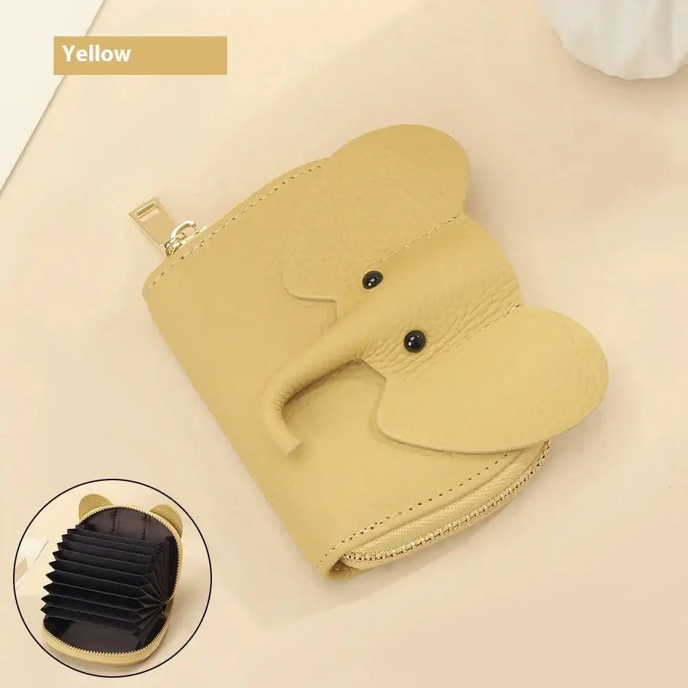 Elephant Leather Accordion Card Holder Wallet