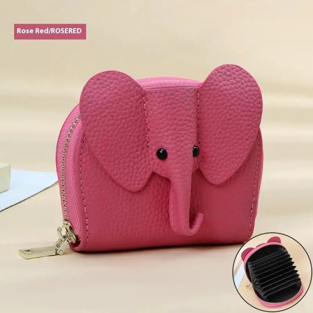 Elephant Leather Accordion Card Holder Wallet