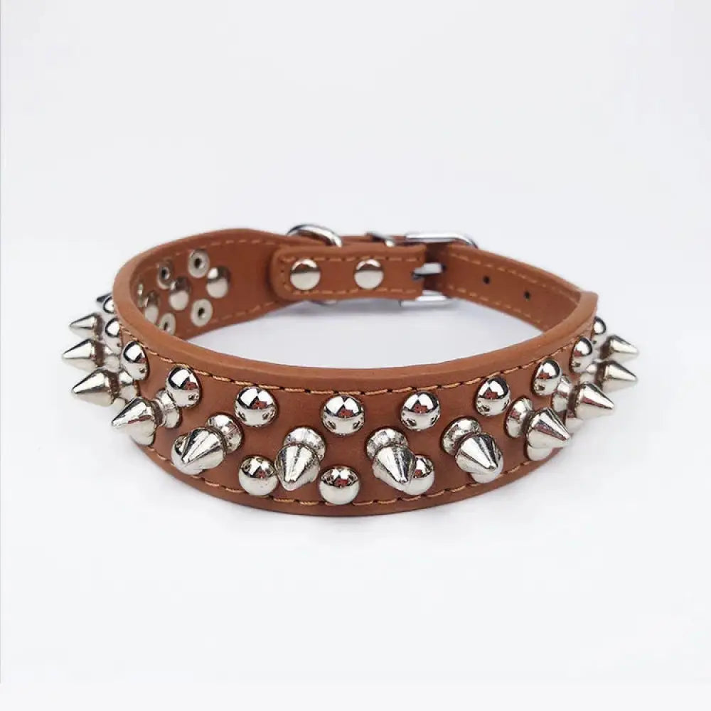 Studded Spiked Leather Dog Collar for Small and Medium Breeds