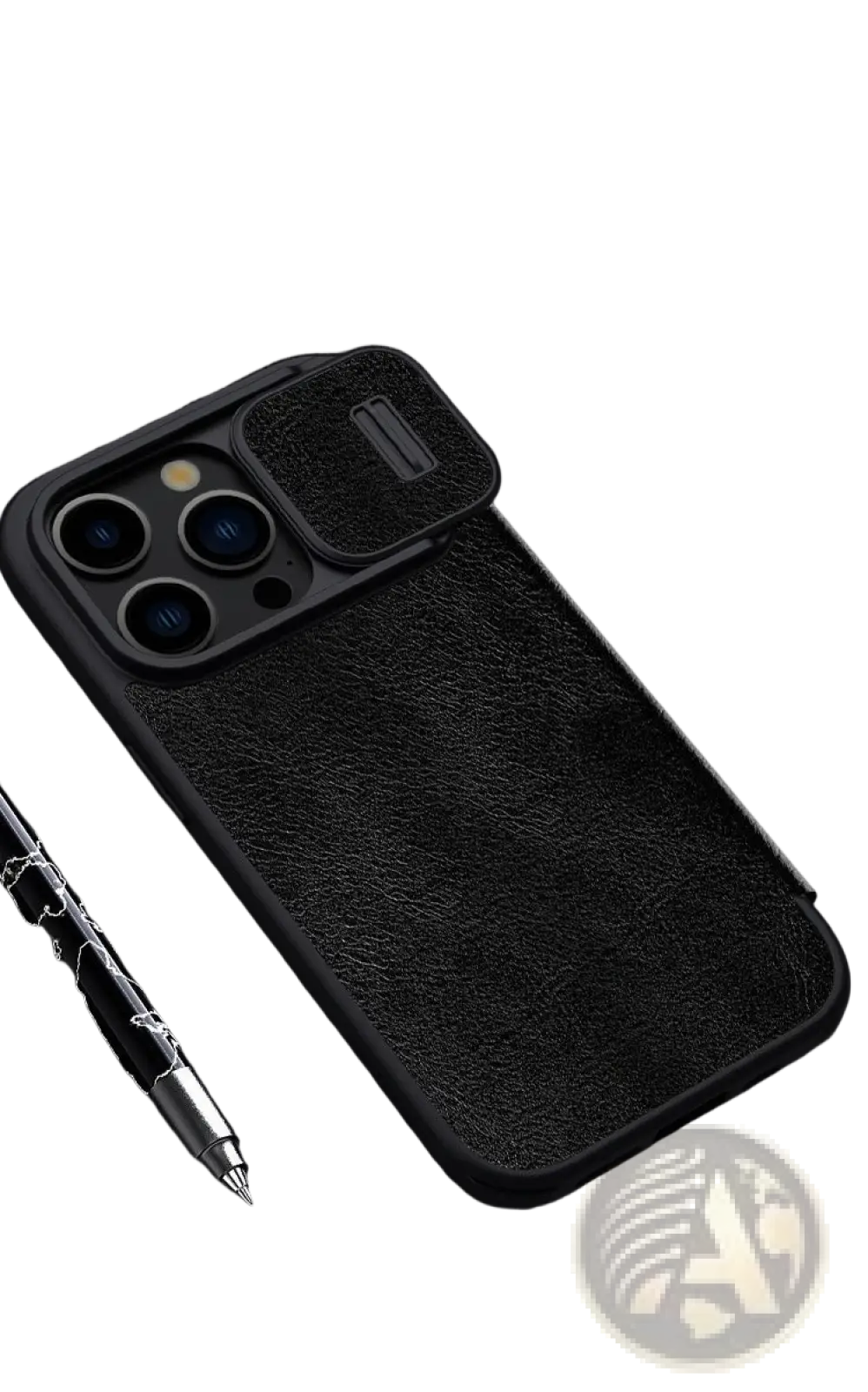 Leather Phone Case with Camera Slider for Iphone 15