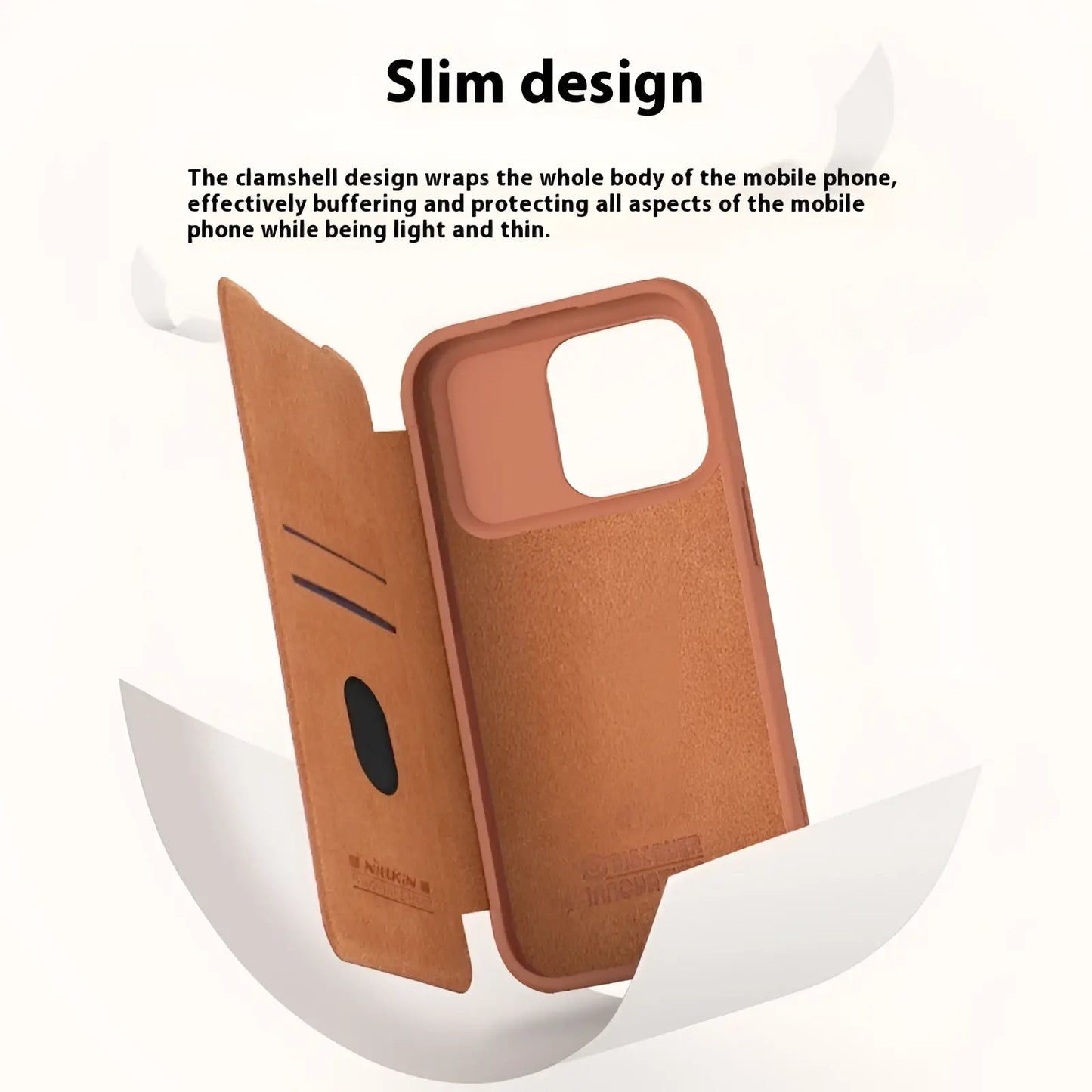 Leather Phone Case with Camera Slider for Iphone 15