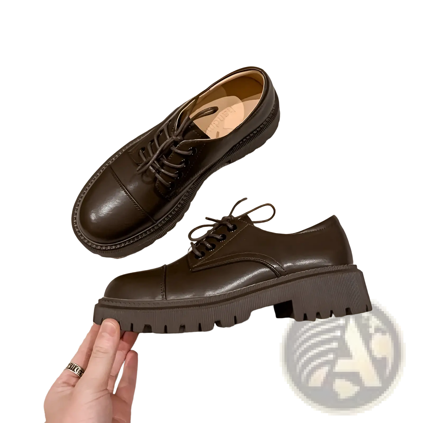 Leather Platform Oxford Shoes British Style Cowhide