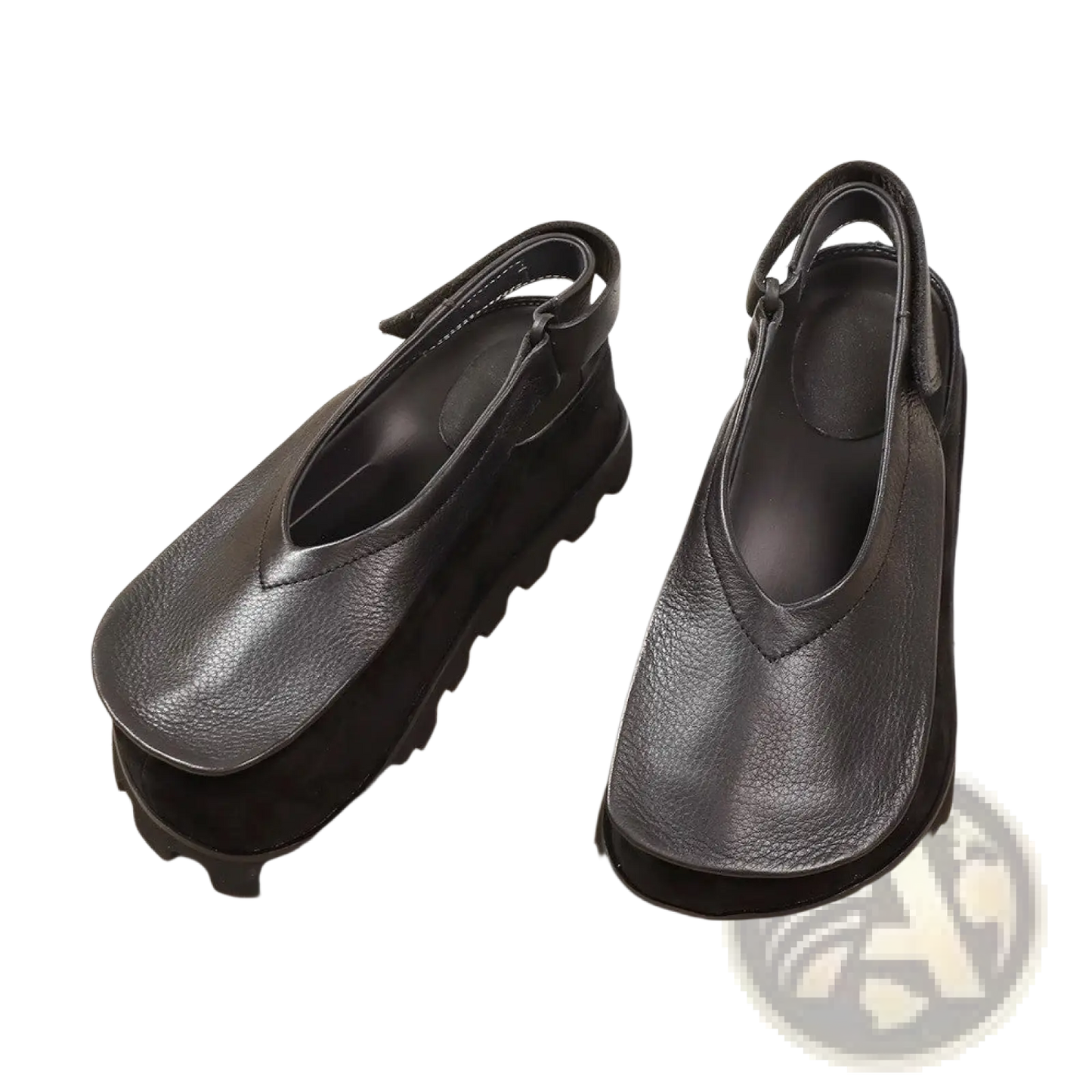 Leather Platform Sandals Chunky Retro Open Toe Shoes