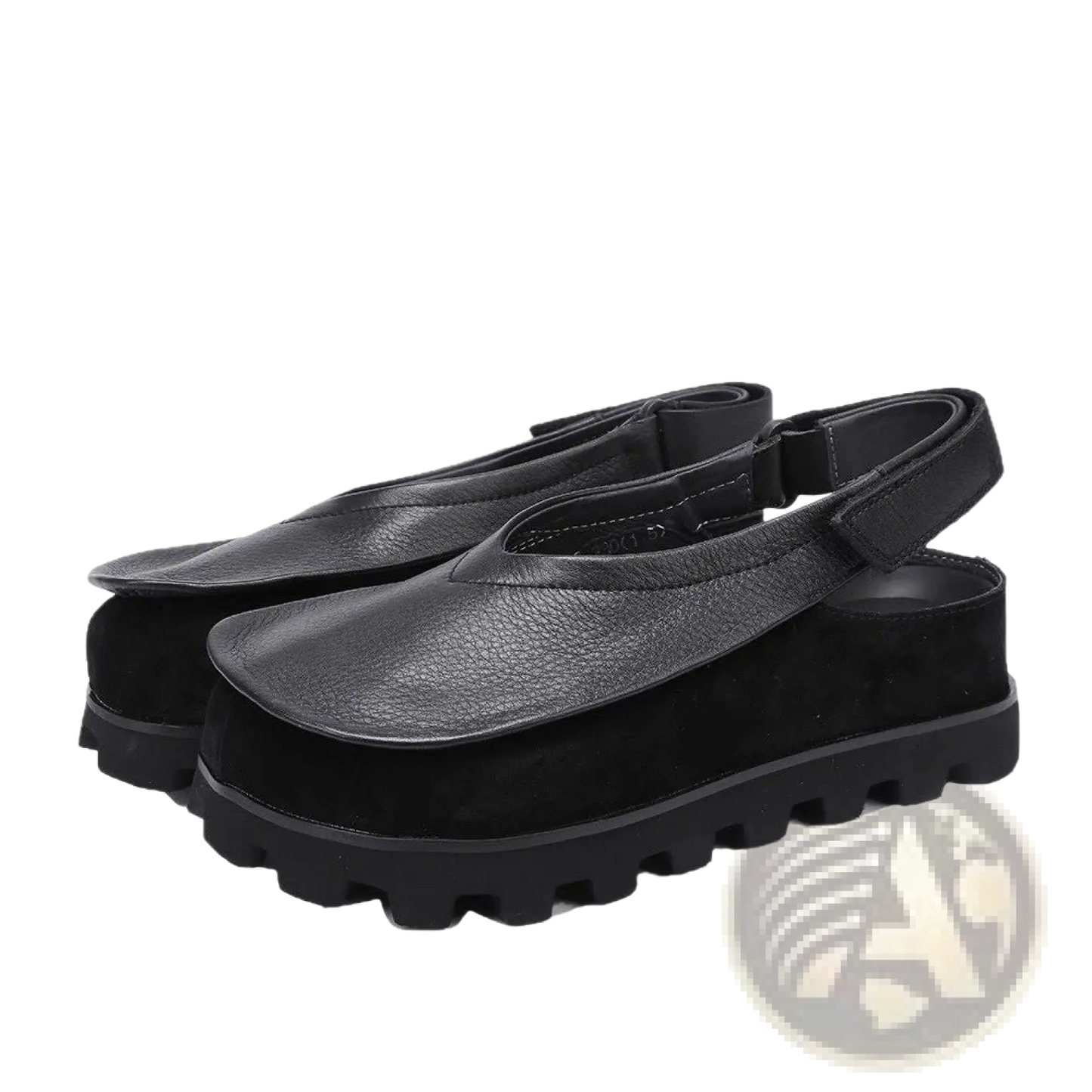 Leather Platform Sandals Chunky Retro Open Toe Shoes