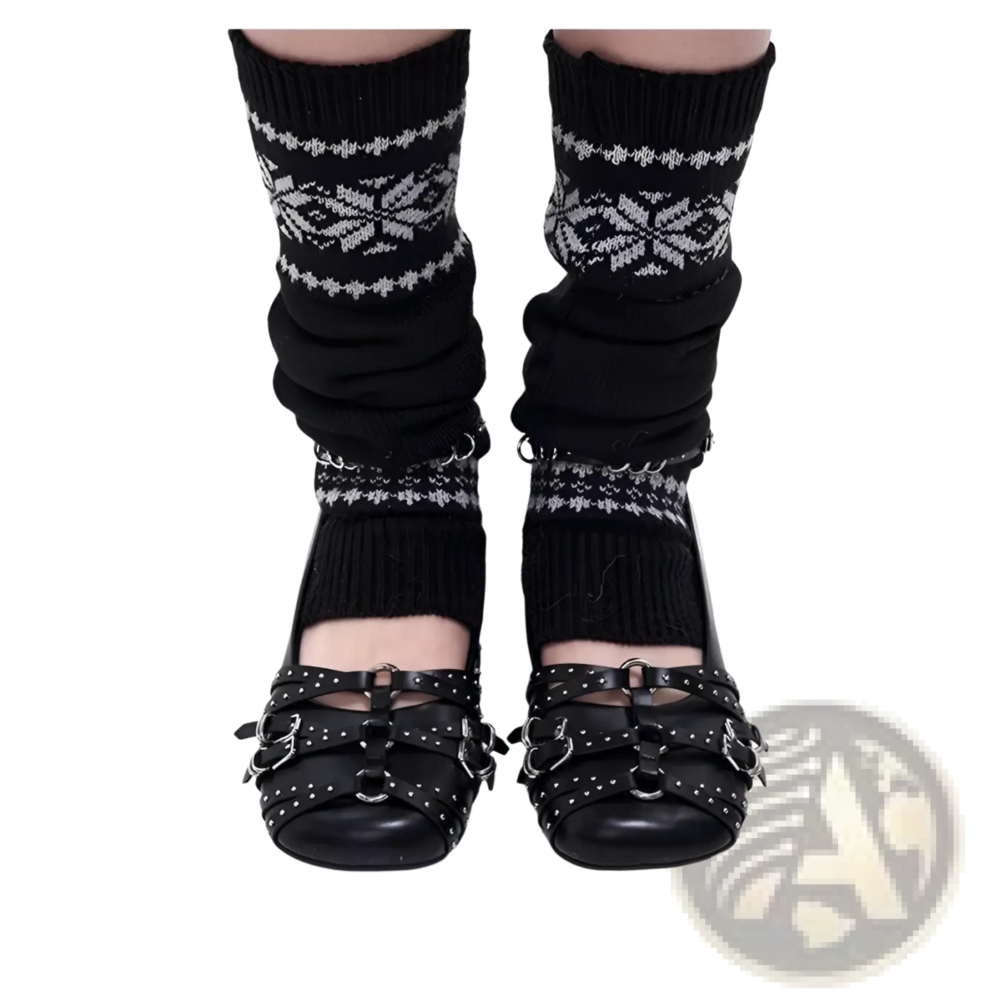 Leather Retro Pumps with Studded Buckle Straps