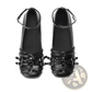 Leather Retro Pumps with Studded Buckle Straps
