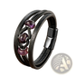 Leather Rope Bracelet with Natural Stone Beads and Magnetic Clasp