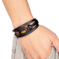 Leather Rope Bracelet with Natural Stone Beads and Magnetic Clasp