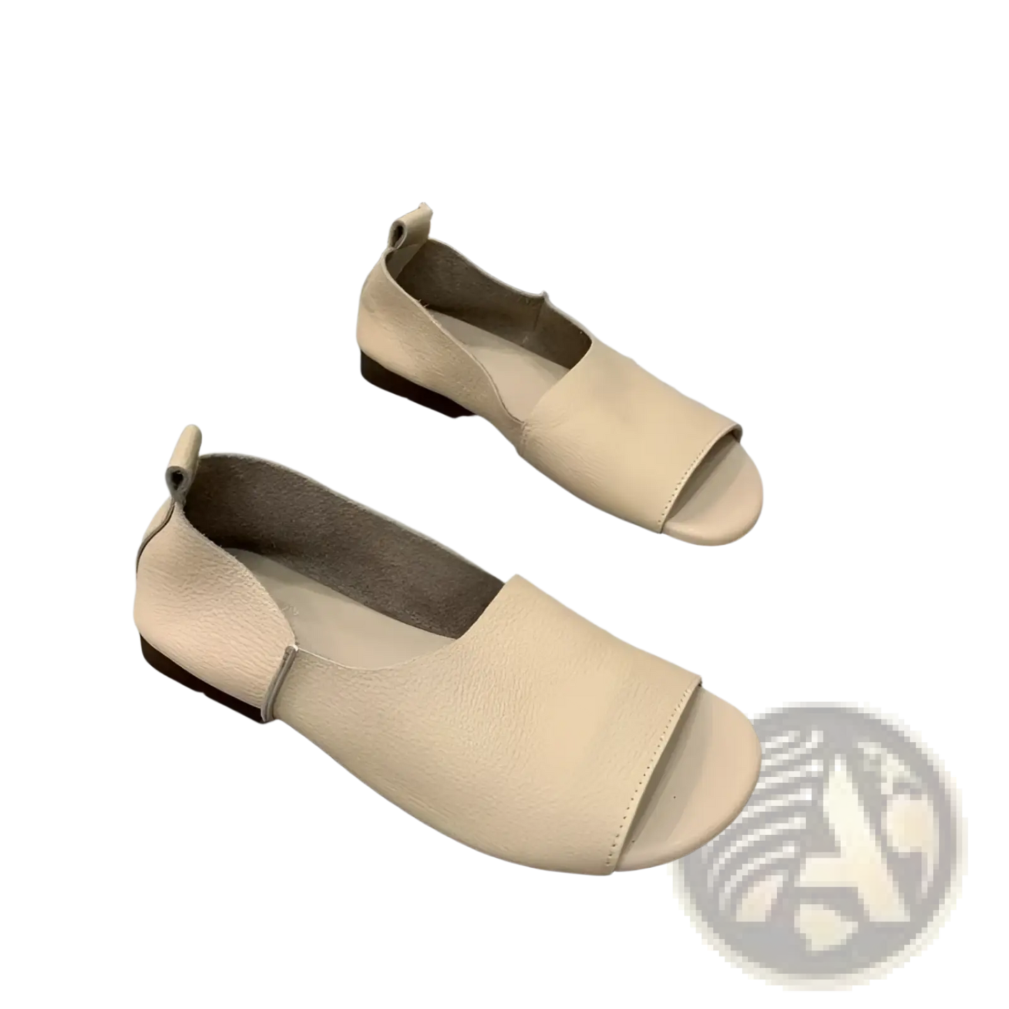 Leather Sandals Retro Soft Sole Peep Toe Slip Ons