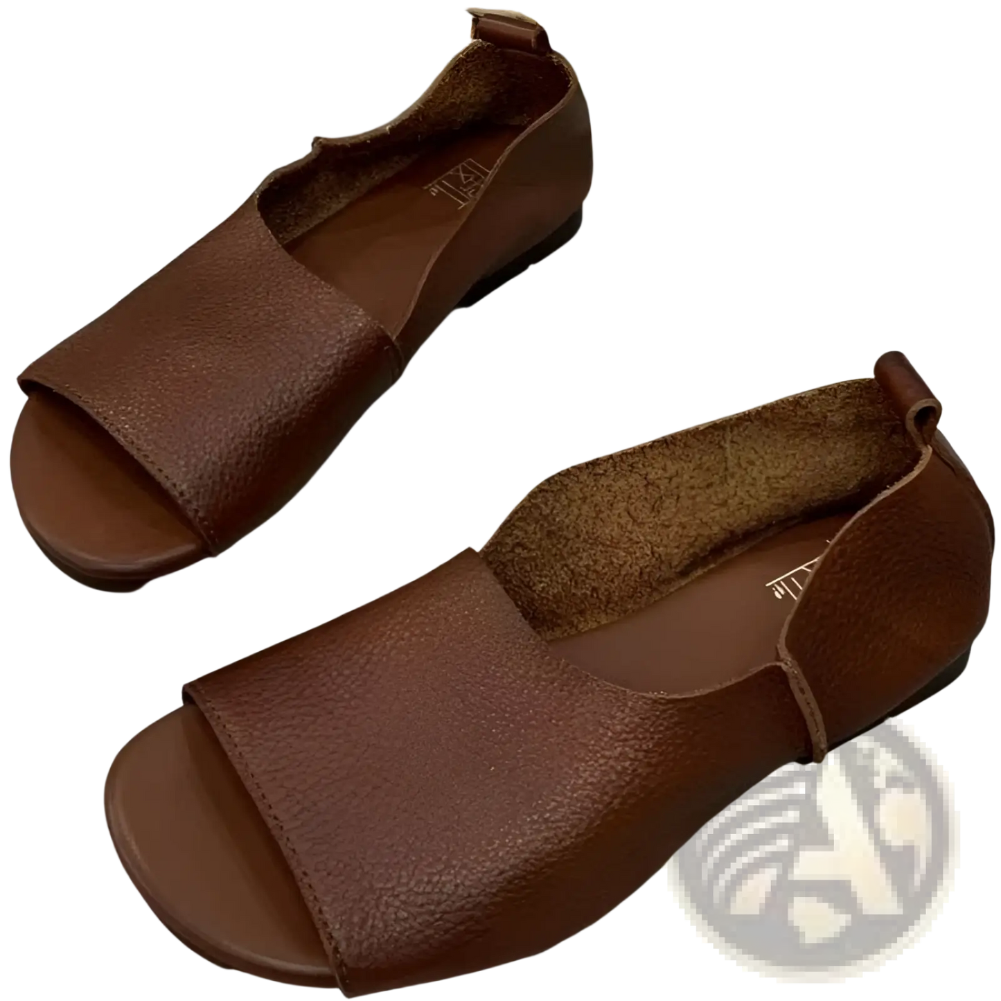 Leather Sandals Retro Soft Sole Peep Toe Slip Ons