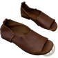 Leather Sandals Retro Soft Sole Peep Toe Slip Ons