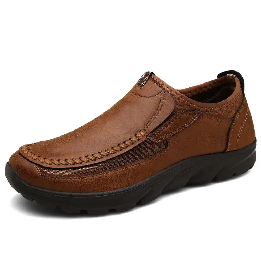 Men's British Leather Textured Slip on Casual Shoes