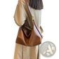 Leather Shoulder Bag with Gold Buckle and Strap