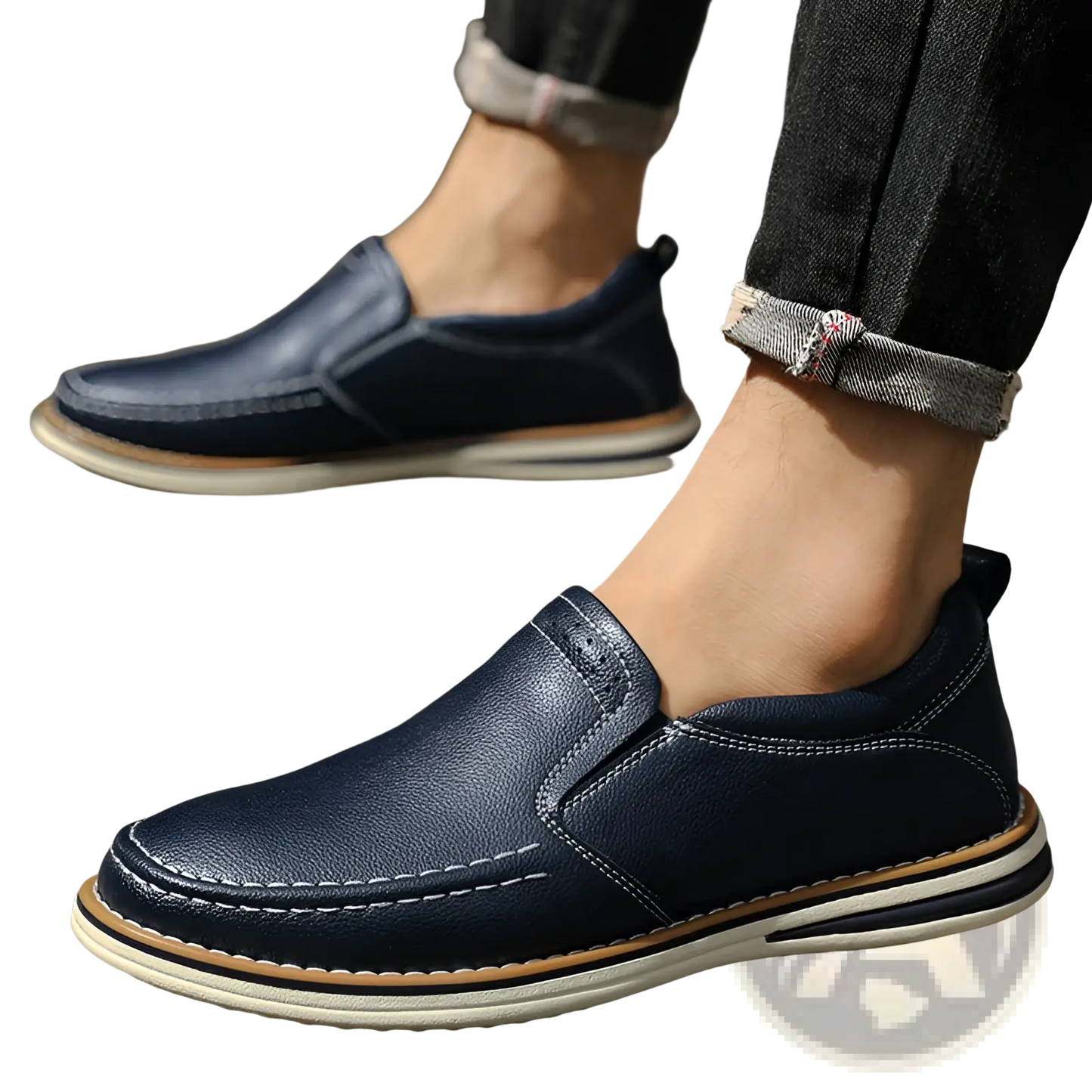 Leather Slip on Loafers Hand Sewn Casual Bean Shoes