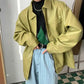 Men's Relaxed Fit Olive Green Faux Leather Jacket