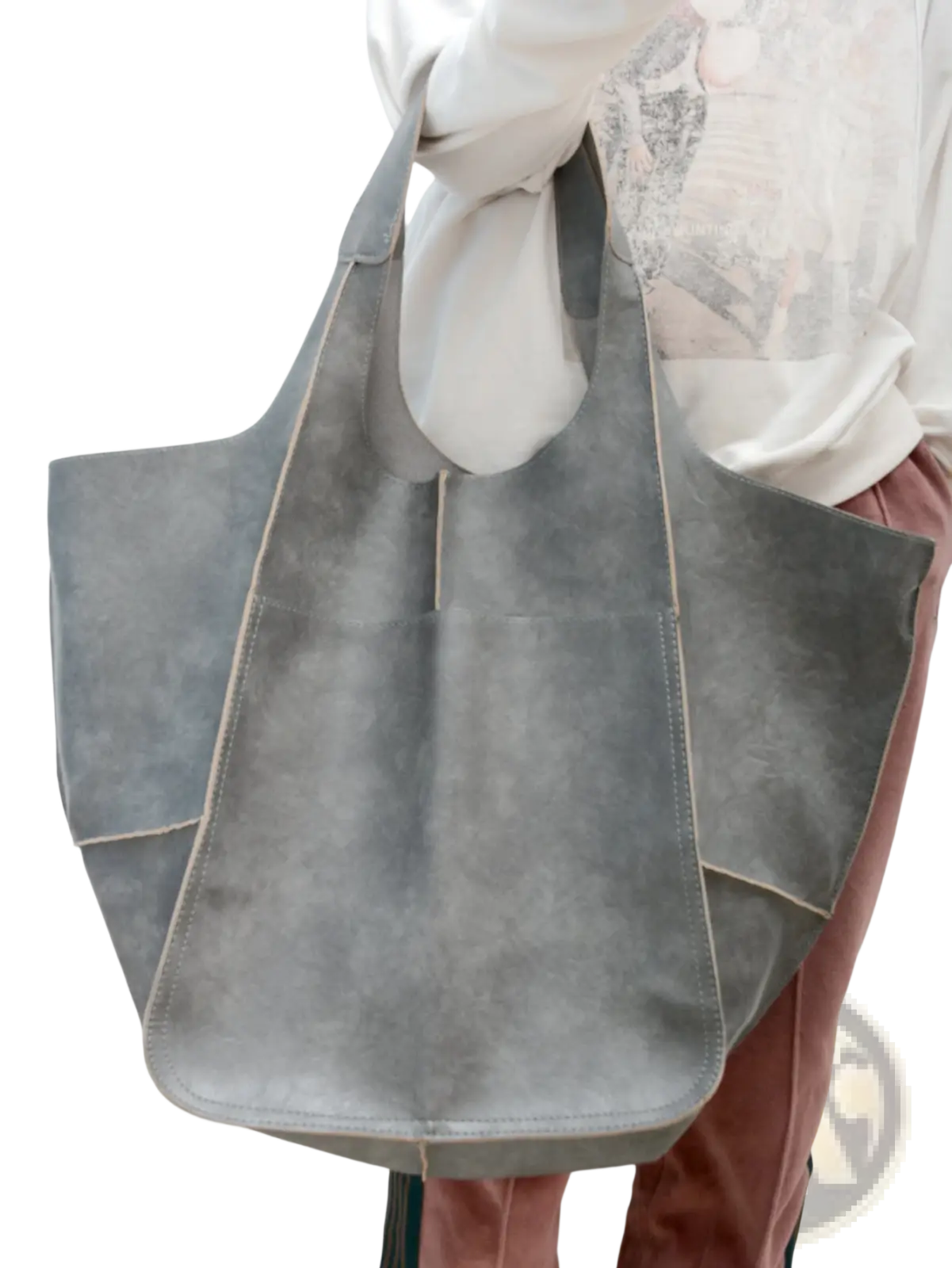 Leather Tote Bag Large Capacity Soft Slouchy Shoulder Bag