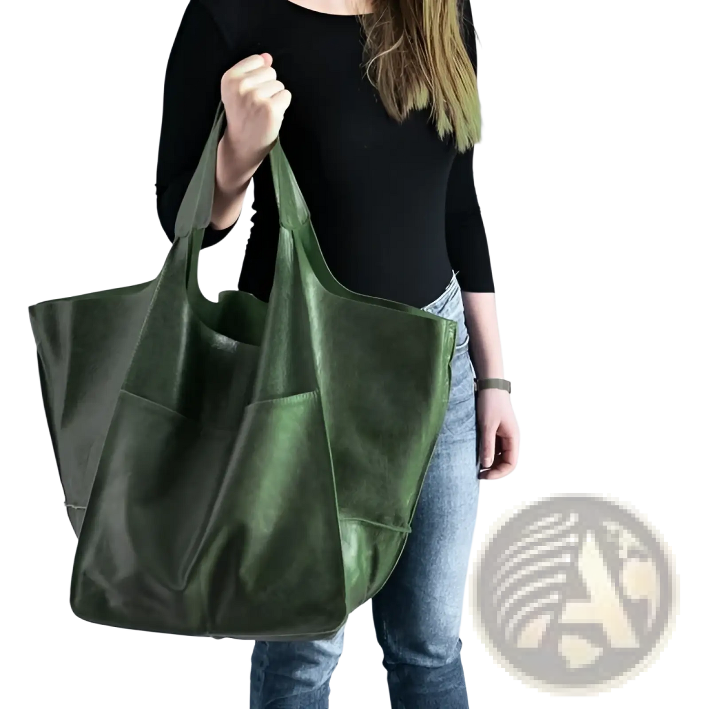 Leather Tote Bag Large Capacity Soft Slouchy Shoulder Bag