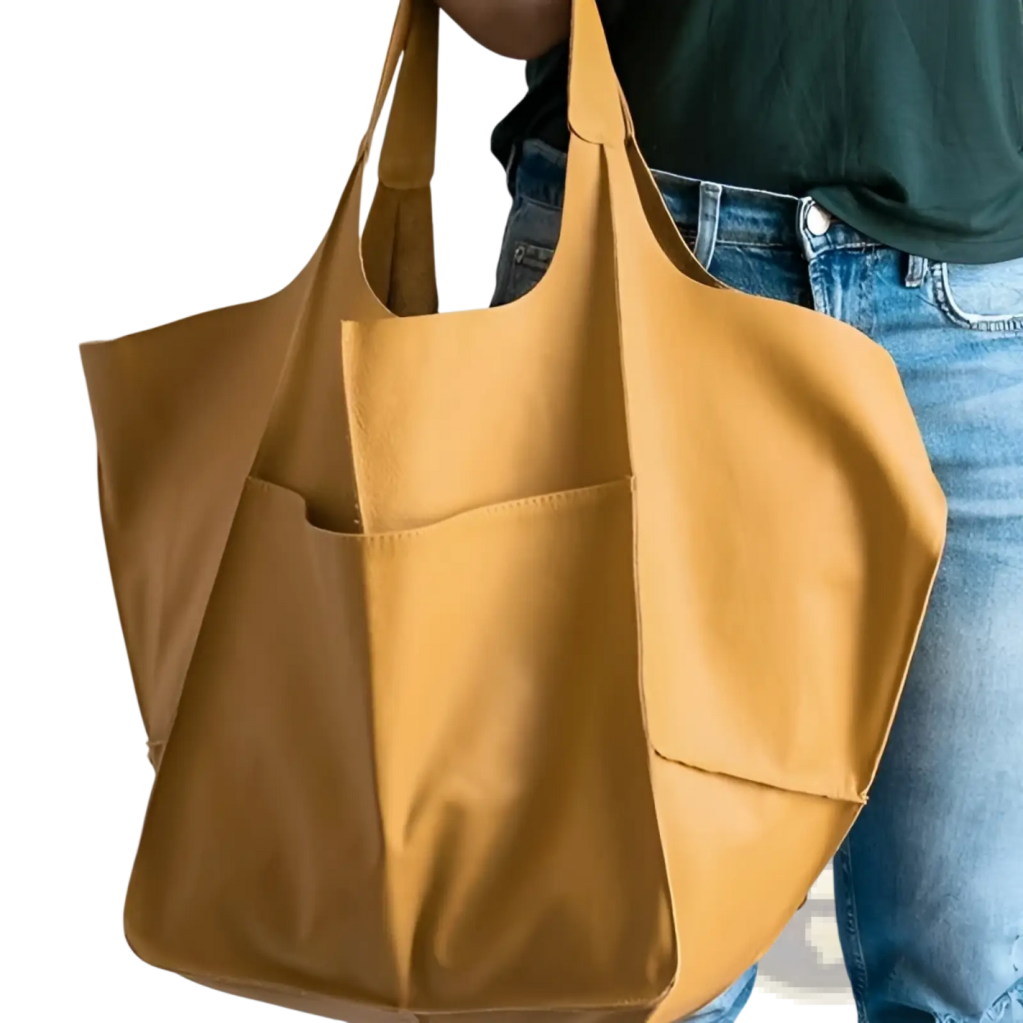 Leather Tote Bag Large Capacity Soft Slouchy Shoulder Bag